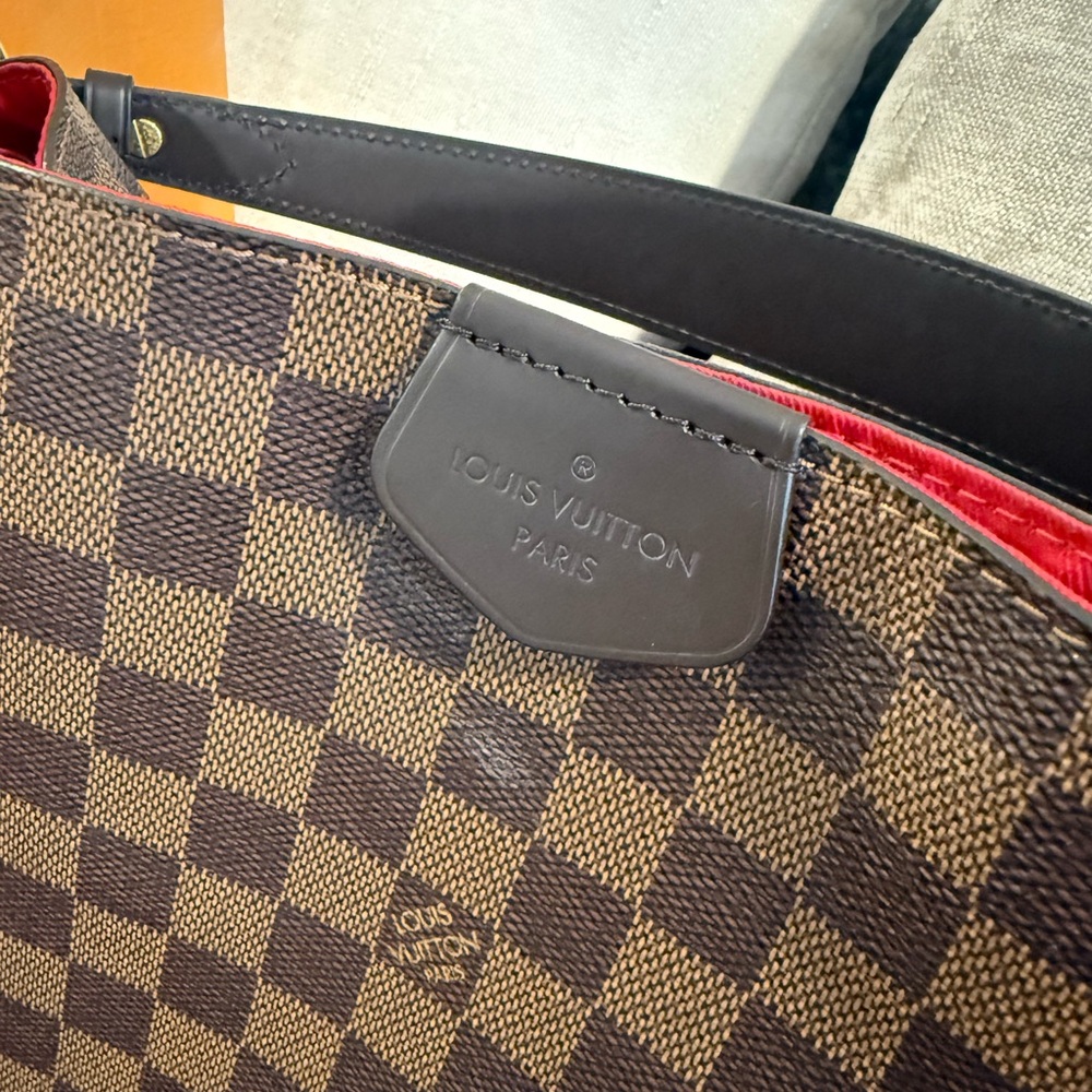 Louis Vuitton Damier Ebene Checker Shoulder Tote - Brown with Gold Hardware - Picture 8 of 8